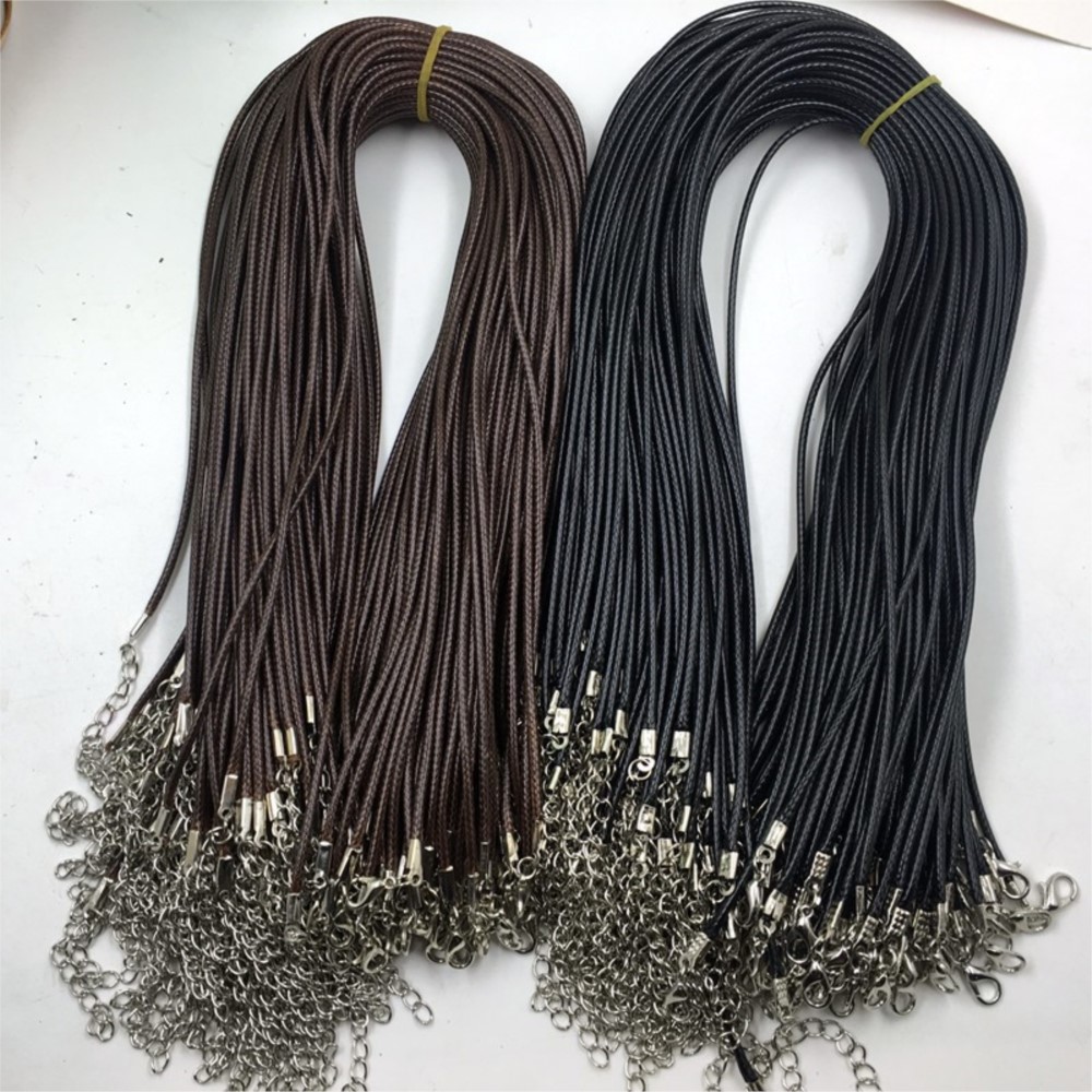 20pcs 45cm Brown Waxed Necklac - Patent Leather Shine incelemesi ve fiyatı